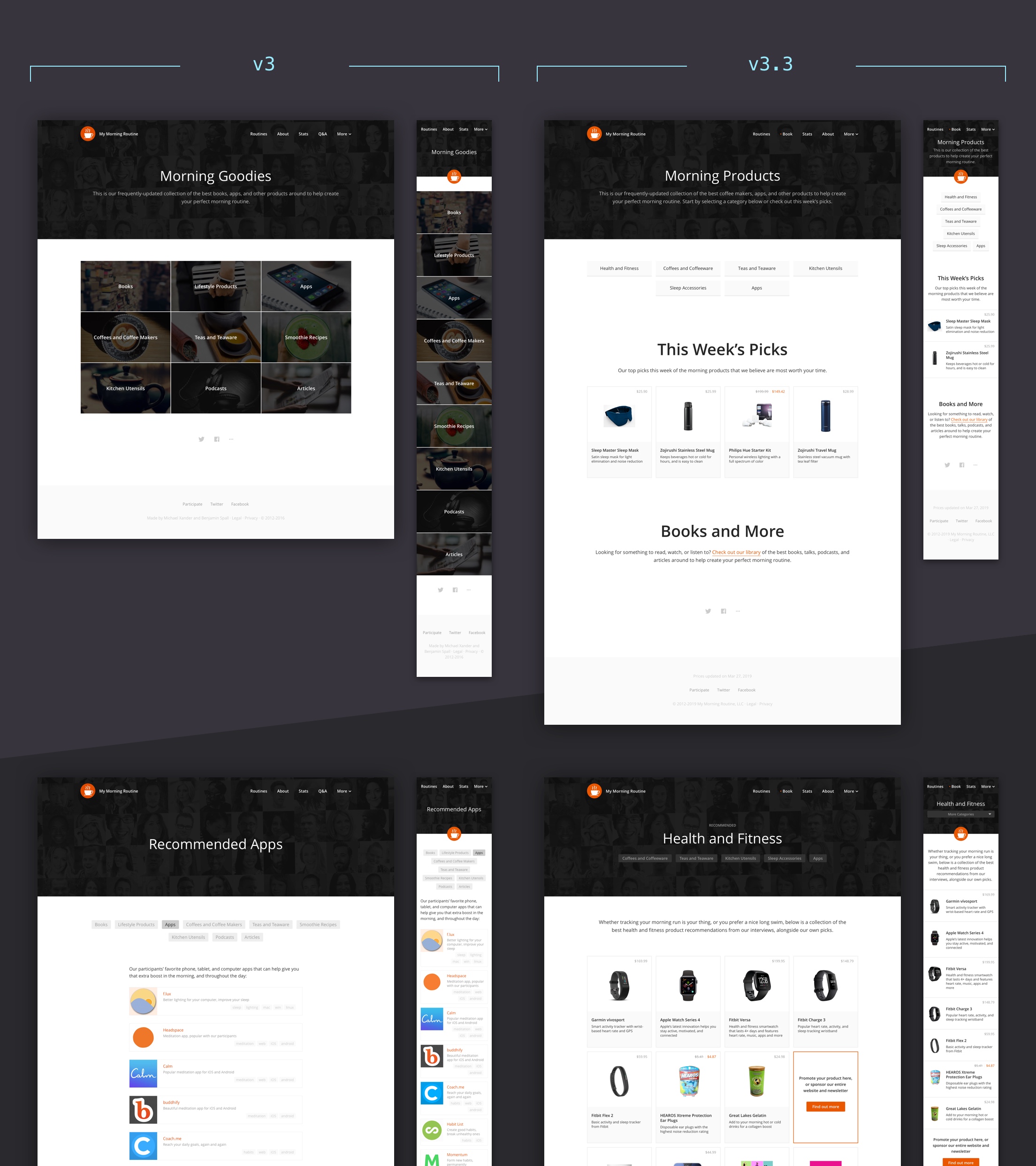 Iterations of our products page